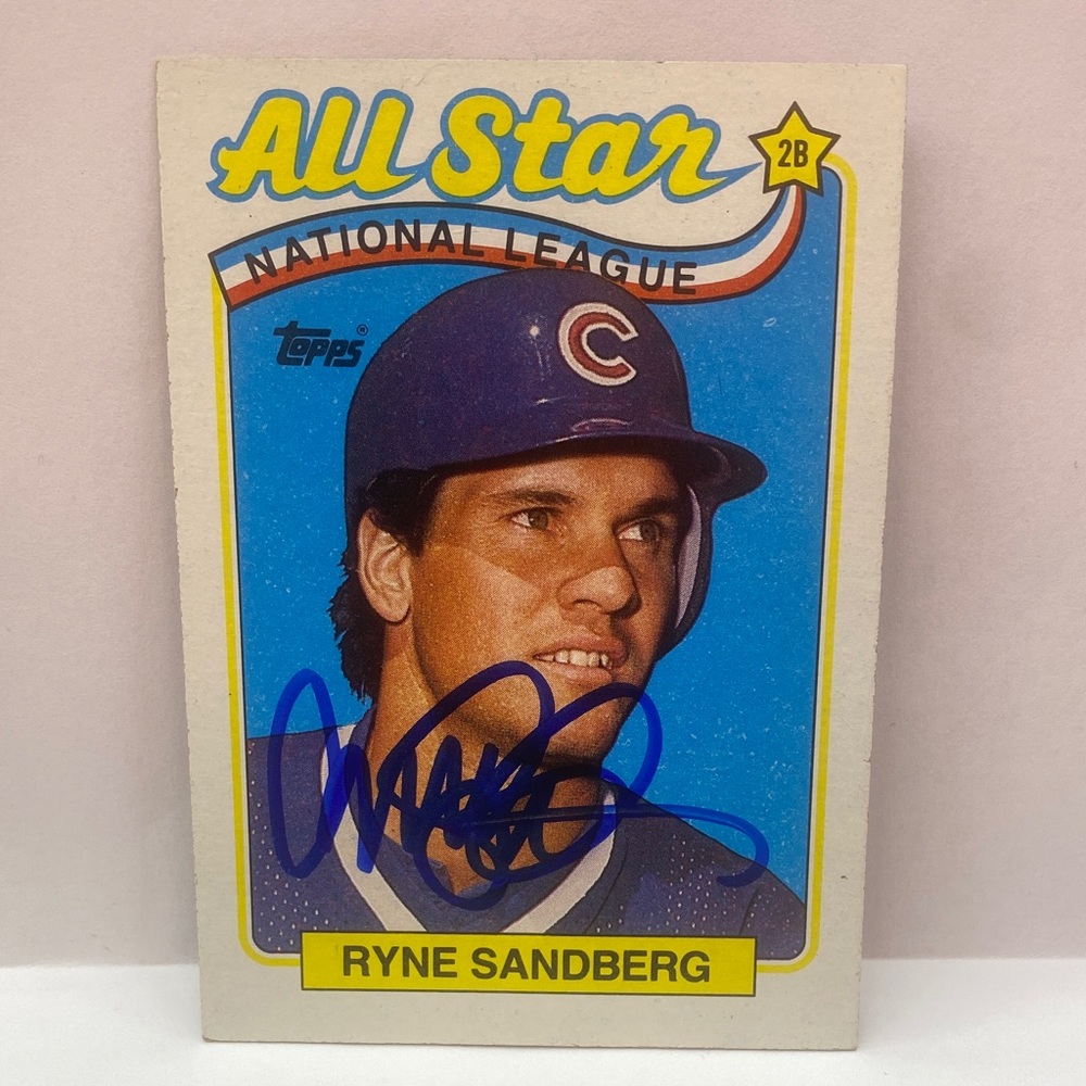1987 Topps Ryne Sandberg Cubs #387 In Person Autograph (062)